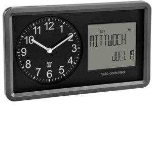 TFA LCD Funk Tisch-Wanduhr mit ausgeschriebenem Wochentag