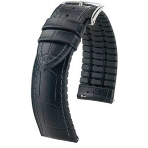 Uhrenband HIRSCH Leder+Kautschuk Paul schwarz, 20mm