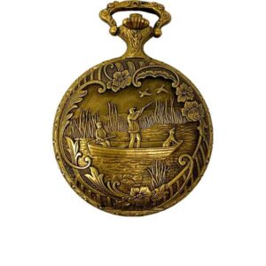 Vintage Entenjagd Taschenuhr, Handaufzug Skelett, broncé