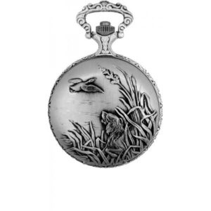 Vintage Taschenuhr Quartz, Entenjagd/Jagdhund chromé
