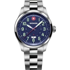 WENGER Terragraph Edelstahl Herrenuhr mit Datum, blau