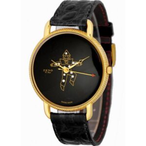 ZENO, Big Harlekin, grosse Quartz Damenuhr, vergoldet