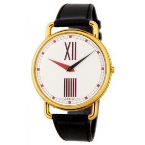 ZENO, Big Roma Design, grosse Quartz Damenuhr, vergoldet weiss