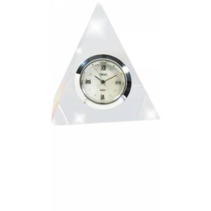 _ZENO Miniaturuhr Pyramide aus Bleikristall, Quartz Tischuhr klein