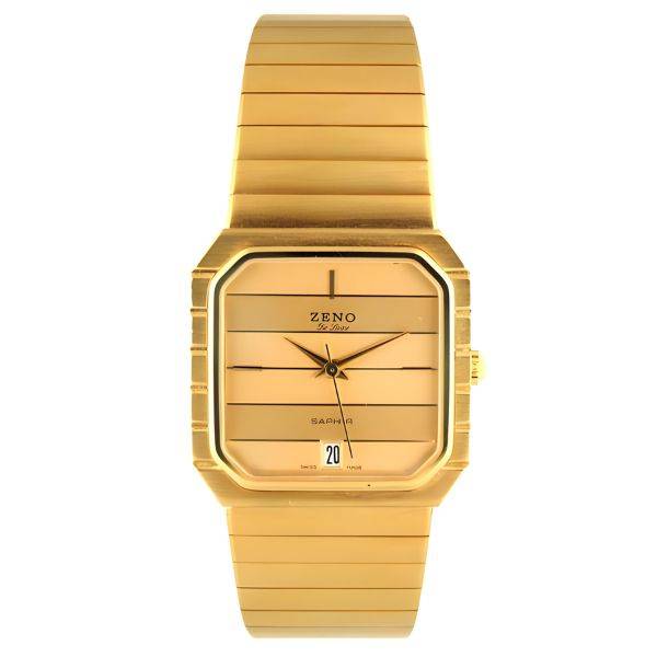 zeno saphir carr quartzuhr vergoldet