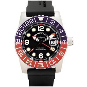 ZENO-WATCH BASEL, Airplane Diver, XL Taucheruhr GMT, blau/rot