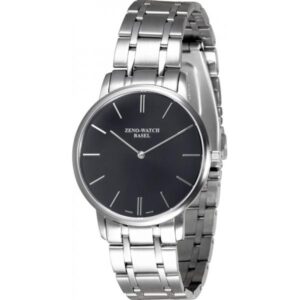 ZENO-WATCH BASEL, Bauhaus Armbanduhr Quartz, Edelstahl schwarz