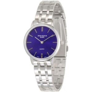 ZENO-WATCH BASEL, Bauhaus Damenuhr Quartz, Edelstahl blau