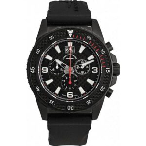 ZENO-WATCH BASEL, PD Look Chronograph, Quartz, Edelstahl schwarz/rot