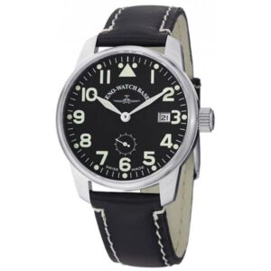 ZENO-WATCH BASEL, Pilot Classic Handaufzug Fliegeruhr Wehrmachts Werk Datum