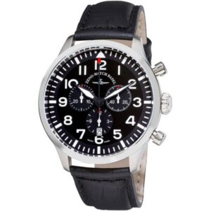 ZENO-WATCH BASEL, Pilot Navigator Quartz Flieger Chrono, schwarz