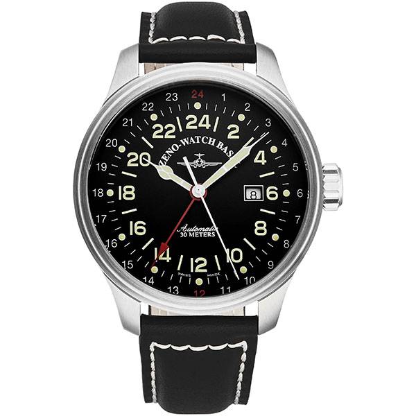 zeno watch basel pilot oversized xl 24 stundenanzeige gmt