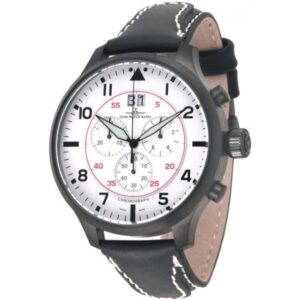 ZENO-WATCH BASEL, Pilot Super Oversized XXL Q Chrono N schwarz/weiss