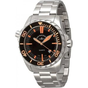 ZENO-WATCH BASEL, Pro Diver II, XL Quartz Taucheruhr schwarz-orange MB