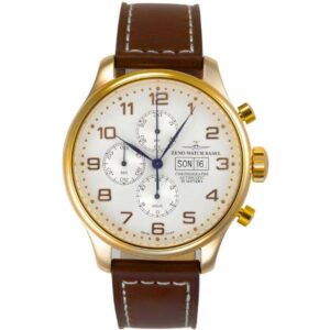 ZENO-WATCH BASEL, Retro Oversized XL Chronograph vergoldet