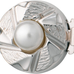 Schmuckschließe einreihig mit Perle (Imitation) Silber 925/-, rund Ø 12,00mm