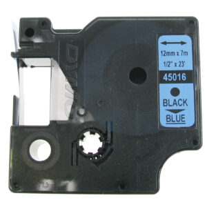 Schriftband 12 mm schwarz auf blau Dymo