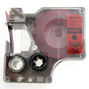 Schriftband 12 mm schwarz auf rot Dymo