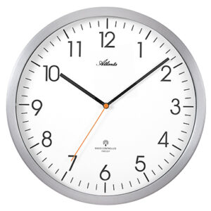 Atlanta 4382/4 silber Funk-Wanduhr Metallgehäuse