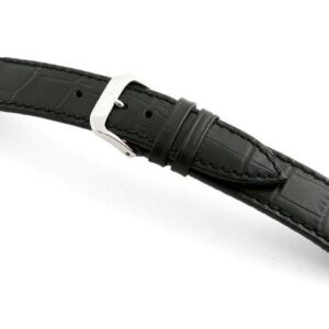 Lederband Tampa 24mm schwarz mit Alligatorprägung