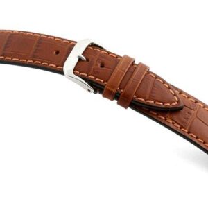 Lederband Tampa 22mm cognac mit Alligatorprägung