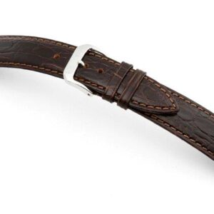 Lederband Bahia 10mm mokka XL mit Krokodillederprägung