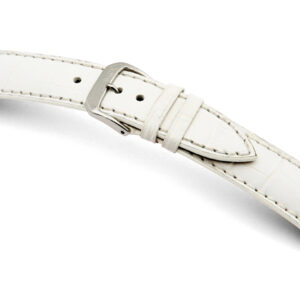 Lederband Jackson 22mm weiß mit Alligatorprägung