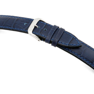 Lederband Jackson 22mm marineblau mit Alligatorprägung