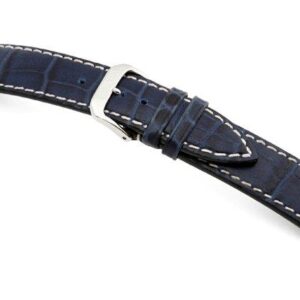 Lederband Saboga 20mm marineblau mit Alligatorprägung