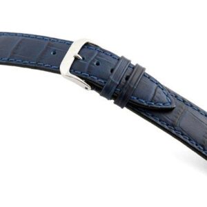 Lederband Tampa 12mm marineblau mit Alligatorprägung