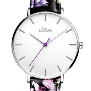 s.Oliver Lack-Lederband floral schwarz SO-3464-LQ