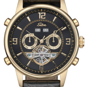 SELVA Herren-Automatikuhr »Moreno« mit offener Unruh, vergoldet