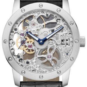 SELVA Herren-Armbanduhr »Nesto« - Handaufzug, voll skelettiert, versilbert