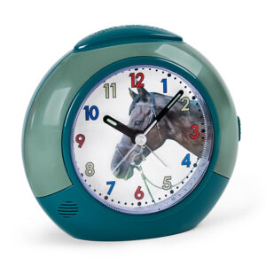 Atlanta 1984/6 Quarzwecker mit Pferdemotiv grün