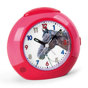 Atlanta 1984/1 Quarzwecker mit Pferdemotiv rot