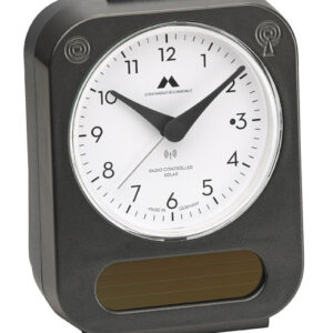 Funk-Solar-Wecker made in Germany Gehäuse graphitgrau/ Zifferblatt weiß