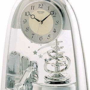 Rhythm 7607/19 silber Stiluhr/Tischuhr Quarz