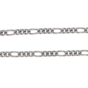 Taschenuhrkette Figaro-Panzer flach, Messing Antik-Silber