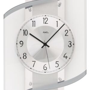 AMS Funk-Wanduhr Heidelberg Holzdekor hell/ Alu