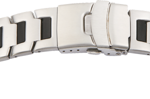 Metallband Edelstahl 22mm schwarz-weiß poliert/mattiert