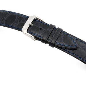Lederband Bahia 24mm ozeanblau mit Krokodillederprägung XL