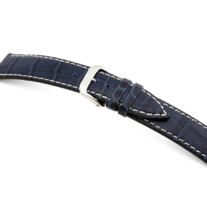 Lederband Saboga 24mm marineblau mit Alligatorprägung