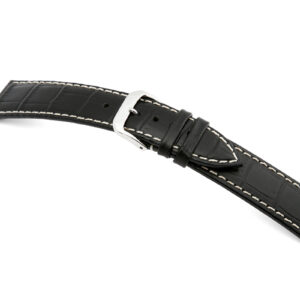 Lederband Saboga 24mm schwarz mit Alligatorprägung