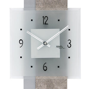AMS Quarz-Wanduhr Kunstleder/ Glas