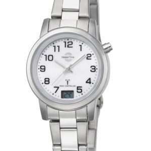 MasterTime Damen-Funkuhr Basic, silber/ weiß - MTLA-10301-12M