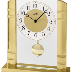 AMS Quarz-Pendeltischuhr Metall gelb