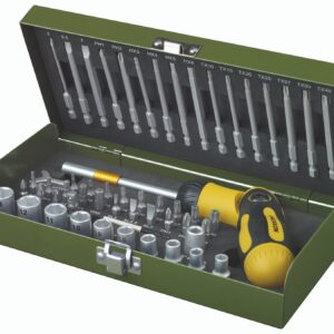 PROXXON Schraubersatz mit knickbarem Ratschen-Schraubendreher und Magnethalter, 54-teilig