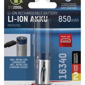 Ansmann Lithium-Akku CR123A mit Micro-USB-Anschluss zum praktischen Aufladen
