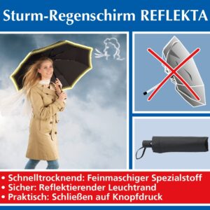 Sturm-Regenschirm Reflekta - schnelltrocknend, stabil und sicher