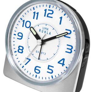 UMR Quarzwecker silber, mit schleichender Sekunde und Blinklichtalarm
